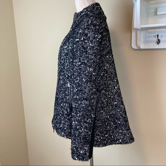 BCBGmaxazria Black Tweed Asymmetric Zip Up Jacket Women’s Size XS - Picture 9 of 14